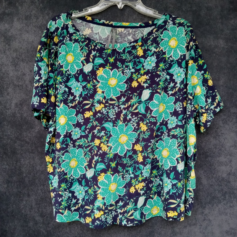 Anthropologie Womens L Floral Print Short Sleeve T-shirt Loungewear Pajama Top